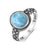 925 Silver Natural Larimar Stone Vintage Style Rings On Sale