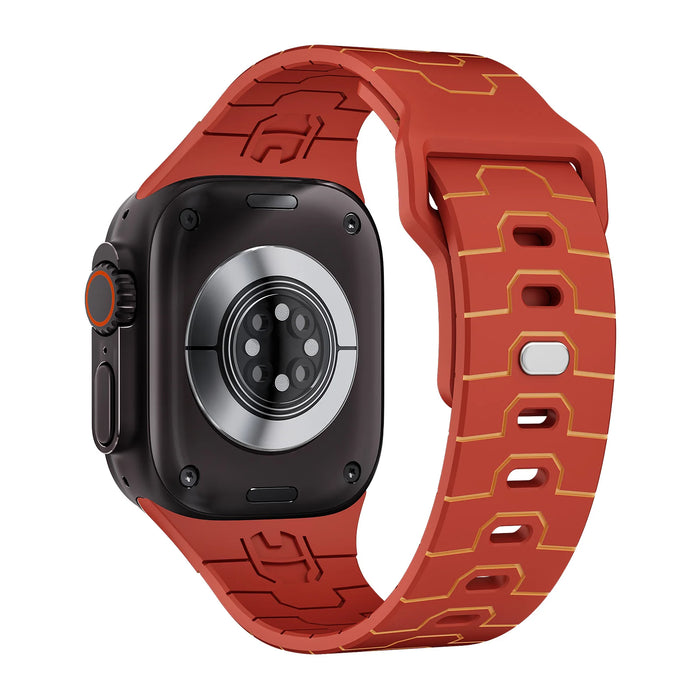 Iron Man Inspired Silicone Sport Straps For Apple Watch Series 49mm, 46mm, 45mm, 44mm, 42mm, 41mm, 40mm, 38mm On Sale