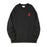 Black Unisex Embroidered Letter A Sweatshirt Casual Round Neck Cotton Blend Pullover Top On Sale