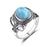 925 Silver Natural Larimar Stone Vintage Style Rings On Sale