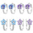 925 Sterling Silver Flower Design Hoop Earrings - Blue Enamel Butterfly Orchid, Blue Lotus, Purple Flower On Sale