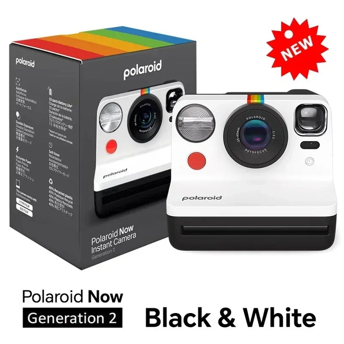 Black  & White Polaroid Now 2nd Generation iType Instant Camera On Sale