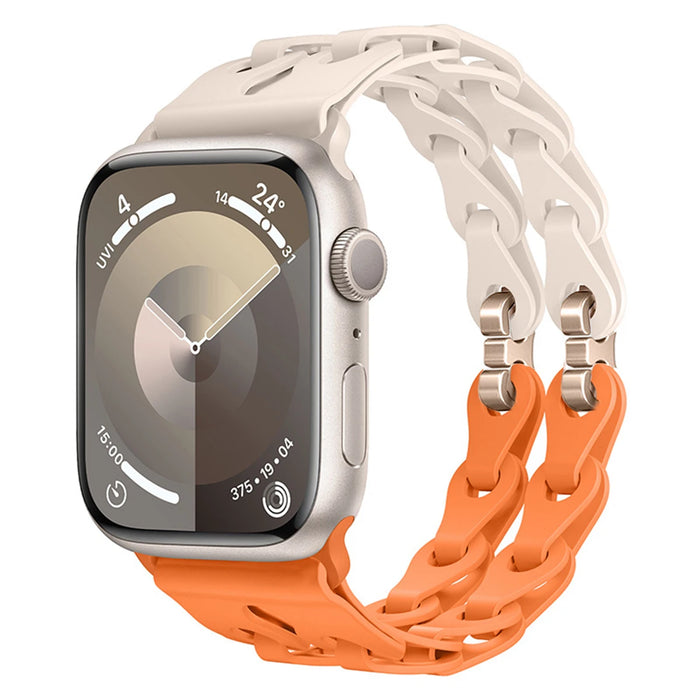 Orange Starlight Bike Chain Link Silicone Watch Band for Apple Watch Compatible Models 38mm - 49mm On Sale
