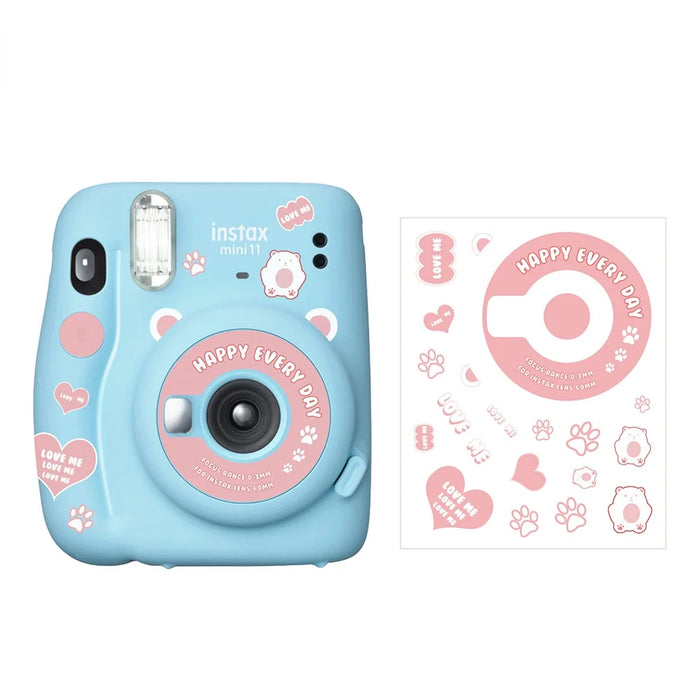 Fujifilm Instax Mini 11 Blue Cameras With Creative DIY Cartoon Body Sticker On Sale