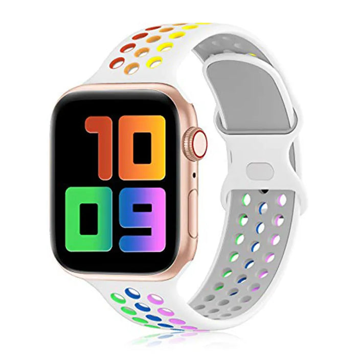 White Rainbow Silicone Sport Band for Apple Watch Strap On Sale