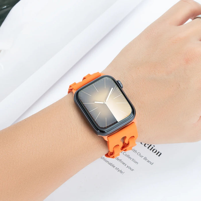 Bike Chain Link Silicone Watch Band for Apple Watch Compatible Models 38mm - 49mm - Demo