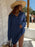 Blue Crochet Knitted Tunic Cover Up Bikini Beach Dress On Sale