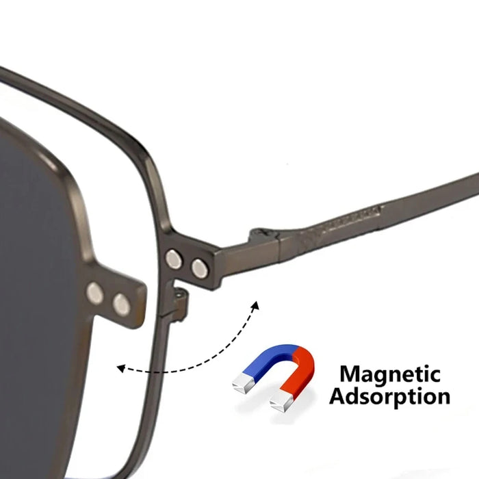 3 in 1 Lightweight Titanium Frame Eyeglasses With Magnetic Clip Polarized Sunglasses Set On Sale