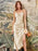 Champagne Satin Draped Neckline Tie Shoulder Straps High Slit Figure-skimming Evening Midi Dresses On Sale