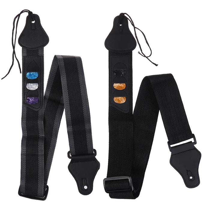 Adjustable Electric Guitar Strap with 3 Guitar Pick Holders Design - Acoustic Guitar Belt On Sale