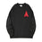 Black Unisex Embroidered Letter A Sweatshirt Casual Round Neck Cotton Blend Pullover Top On Sale