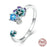925 Sterling Silver Enamel Flower Adjustable Open Ring With Zircon On Sale