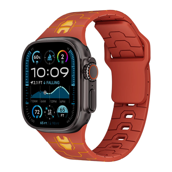 Iron Man Inspired Silicone Sport Straps For Apple Watch Series 49mm, 46mm, 45mm, 44mm, 42mm, 41mm, 40mm, 38mm On Sale