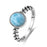 925 Silver Natural Larimar Stone Vintage Style Rings On Sale