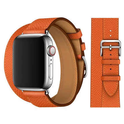 Double Feu Epsom Genuine Leather Loop Apple Watch Band For iWatch Series On Sale