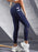 Navy Blue Mesh Patch Design Double Pockets High-Waisted Fitness Gym Leggings On Sale