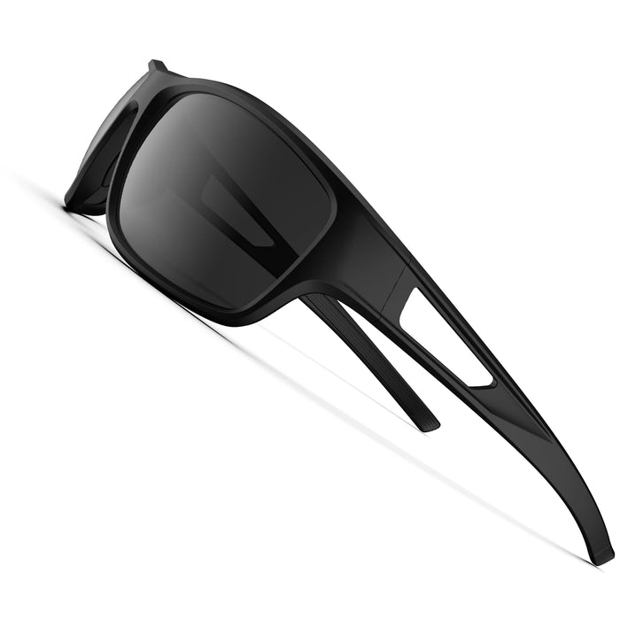 Black Gray Ultra Lightweight Frame Polarized Sports UV400 Sunglasses On Sale