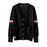 Unisex Black Striped Long Sleeve Collegiate Knitted Cardigan Sweater On Sale