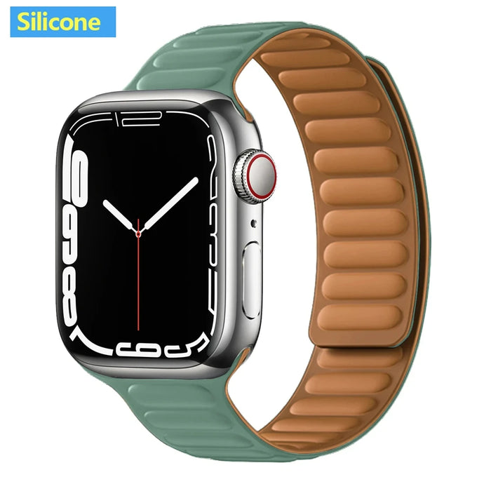 Green Silicone Link Magnetic Loop Apple Watch Band On Sale