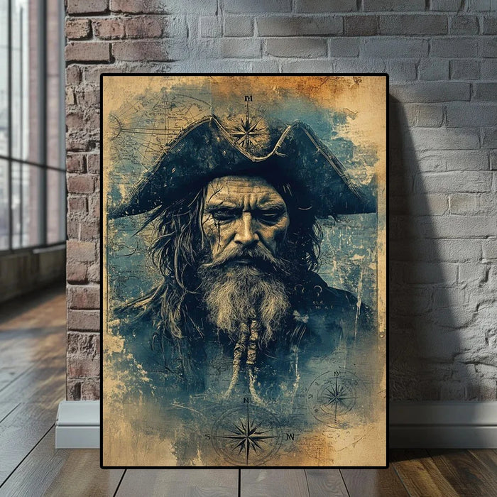 Vintage Marine Life Canvas Print Nautical Treasure Map Wall Decor Ocean Theme Poster On Sale