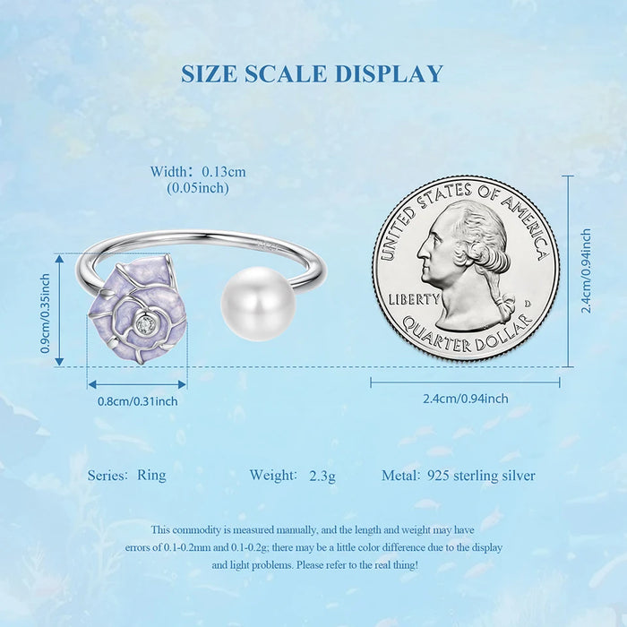 925 Sterling Silver Ocean Marine Life Seashell And Pearl Theme Open Rings Collection On Sale