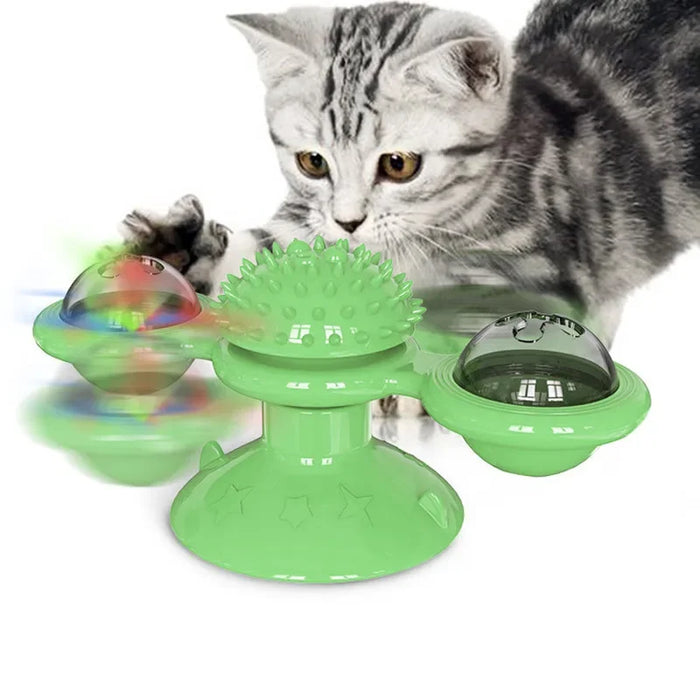 Green Turn The Windmill Interactive Cat Game Toy On Sale