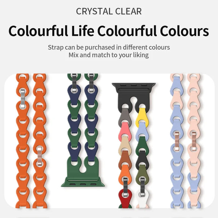 Bike Chain Link Silicone Watch Band for Apple Watch Compatible Models 38mm - 49mm On Sale