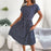 Dark Blue Floral Printed A-Line Vintage Style Chiffon Temperament Dress On Sale