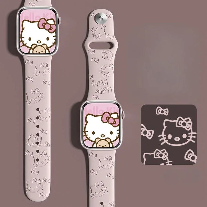 Dream Pink Hello Kitty Theme Design Silicone Apple Watch Band On Sale