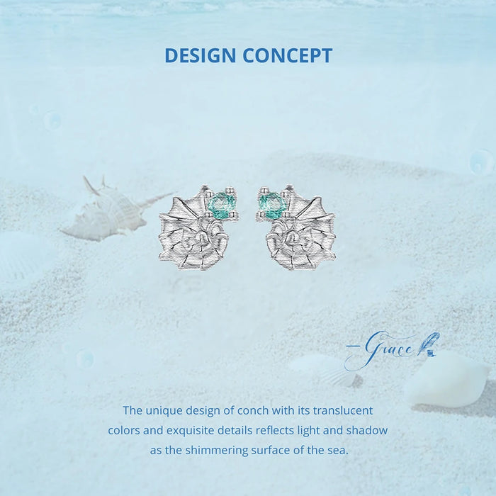 925 Sterling Silver Ocean Marine Life Theme Seashell Stud Earrings Collection On Sale