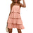 Watermelon Red Ruffle Tiered Layered spaghetti Strap Chiffon Mini Swing Dress On Sale