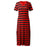 Black and Red Stripes Casual Loose Fitted Long Split Maxi Beach Lounge Dress On Sale