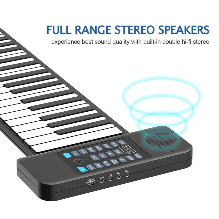 88-Key Foldable Roll-Up Digital Piano Keyboard with Rechargeable Battery, Bluetooth MIDI, 128 Tones & Rhythms On Sale