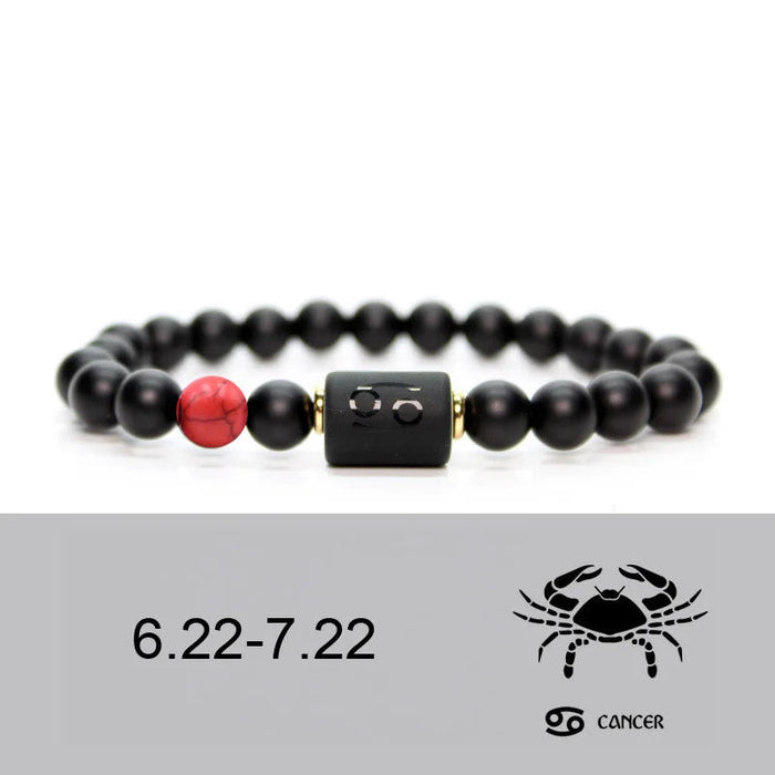 Cancer Black Obsidian Zodiac Constellation Charm Black Onyx Natural Stone Bead Bracelet For Women And Men On Sale