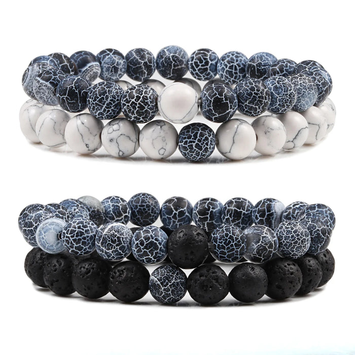1 Set Weathered Stone Couple Bracelets On Sale