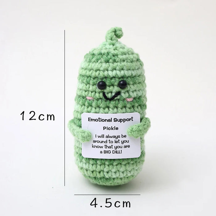 Handmade Positive Message Cute Upbeat Pickle Crochet Plush Dolls For Desktop And Home Decor On Sale