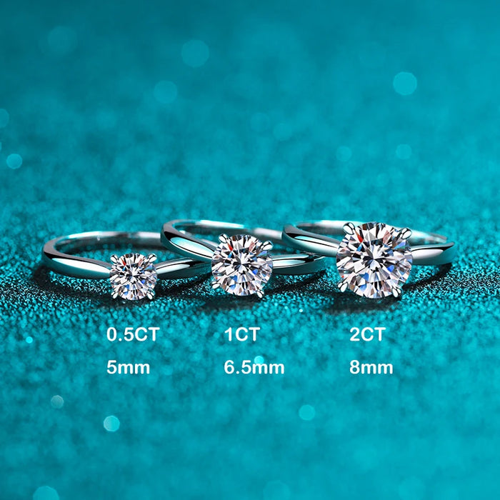 925 Sterling Silver 18K White Gold Plated Moissanite Diamond Rings On Sale