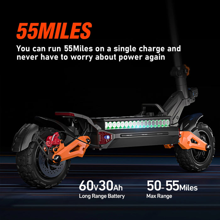 H9 Master 6000W Dual Motor 50mph 60V 30AH 11'' Off Road Tires High-performance Foldable Electric Scooters For Adults On Sale
