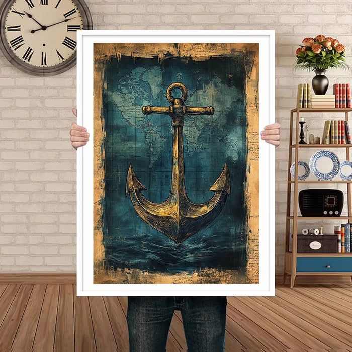 Vintage Marine Life Canvas Print Nautical Treasure Map Wall Decor Ocean Theme Poster On Sale