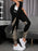 Black Leopard Pattern Mesh Patch Design Double Pockets High-Waisted Fitness Gym Leggings On Sale