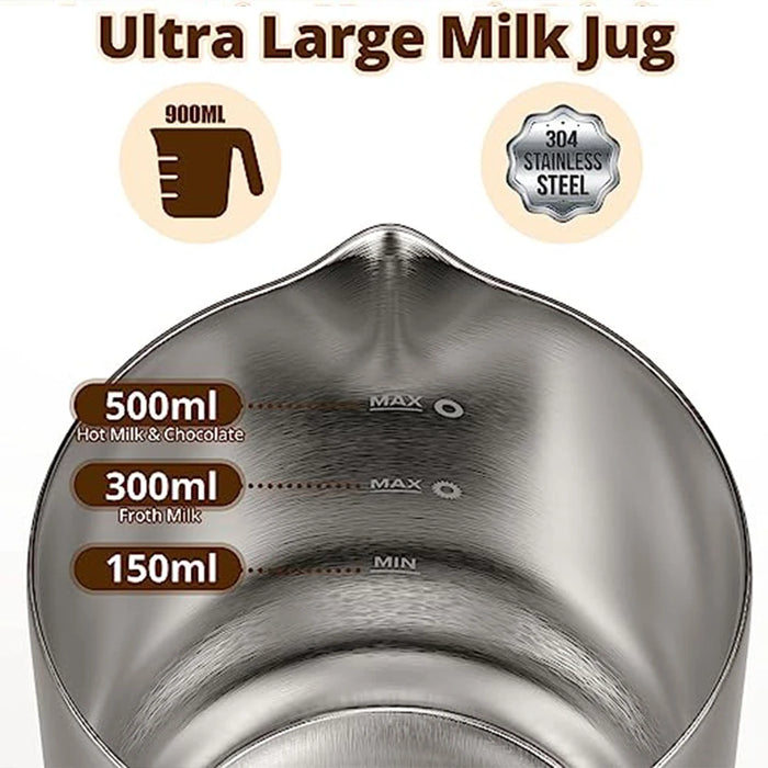 900ML Detachable Stainless Steel Milk Jug Automatic Electric Cafe Milk Frother For Hot or Cold Latte, Coffee, or Chocolate On Sale