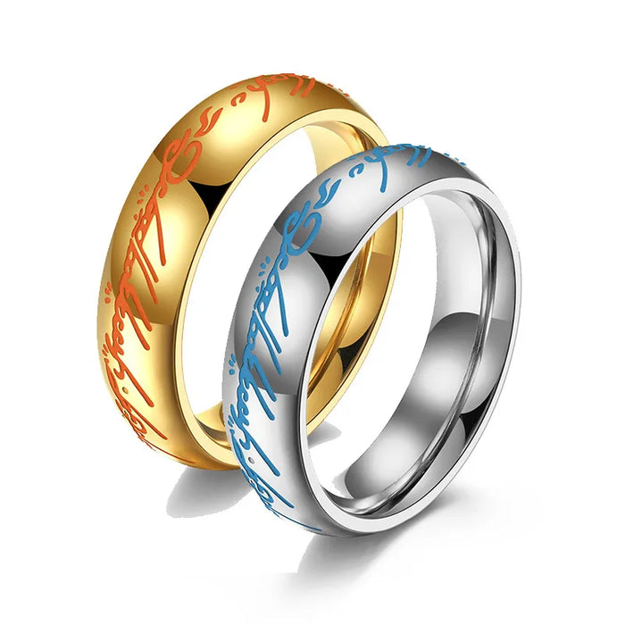 Stainless steel Elvish-style ring packaging for couples on sale