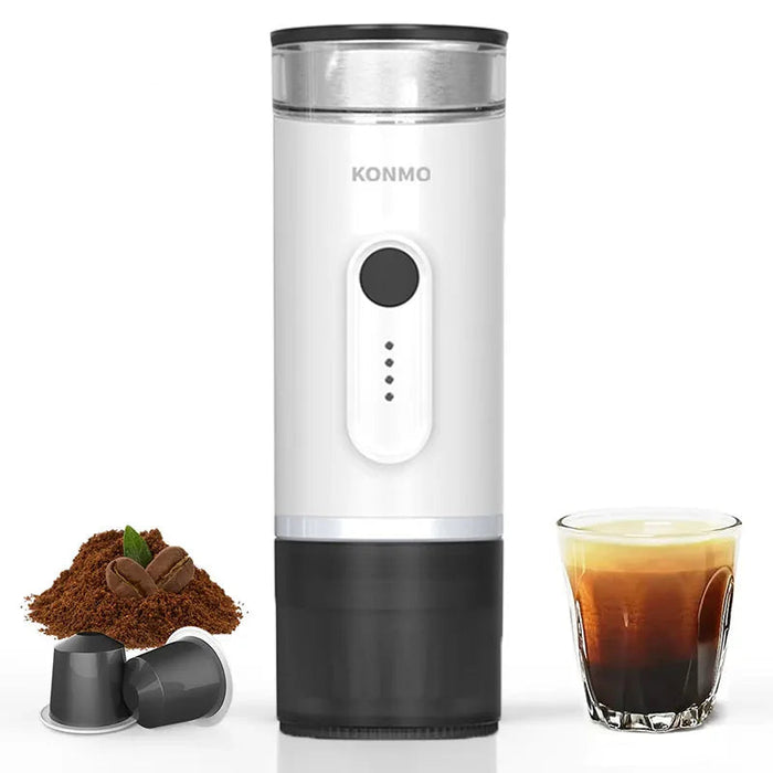 Automatic Heating Portable White Coffee Maker – 2-in-1 Capsule Ground Coffee with 15-Bar Pressure On Sale