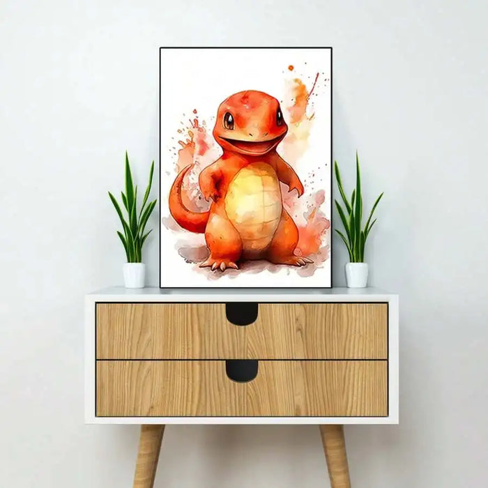 Charmander Pokemon Animated Series Characters Canvas Prints Painting Style Wall Art Posters For Home Decor On Sale