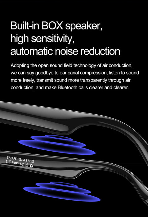 Smart AI Glasses Wireless Bluetooth Call Built-In Mic Speakers Sunglasses On Sale