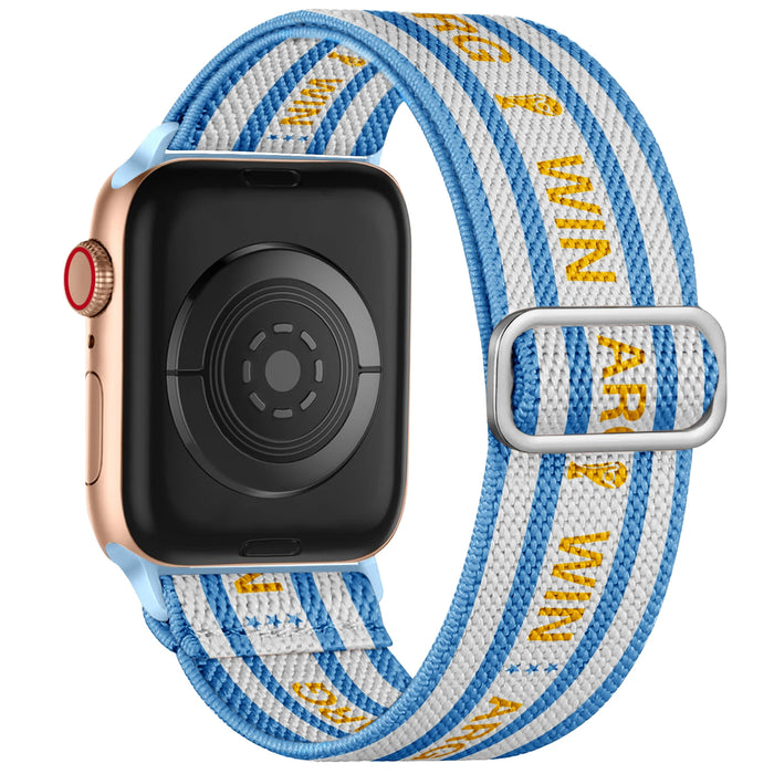 Argentina flag soccer series nylon stretch adjustable watch band compatible with Apple Watch 38mm-49mm On Sale