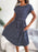 Dark Blue Floral Printed A-Line Vintage Style Chiffon Temperament Dress On Sale