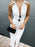 White Collar Single Breasted Sleeveless Long Dresses On Sale