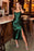 Green Satin Draped Neckline Tie Shoulder Straps High Slit Figure-skimming Evening Midi Dresses On Sale
