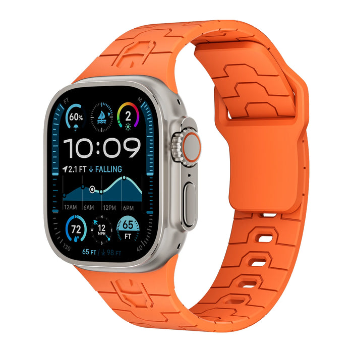 Superhero Style Orange Silicone Sport Straps For Apple Watch Series 49mm, 46mm, 45mm, 44mm, 42mm, 41mm, 40mm, 38mm On Sale